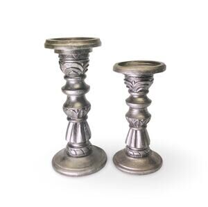Elements Set of 2 Asst Resin Candle Holders